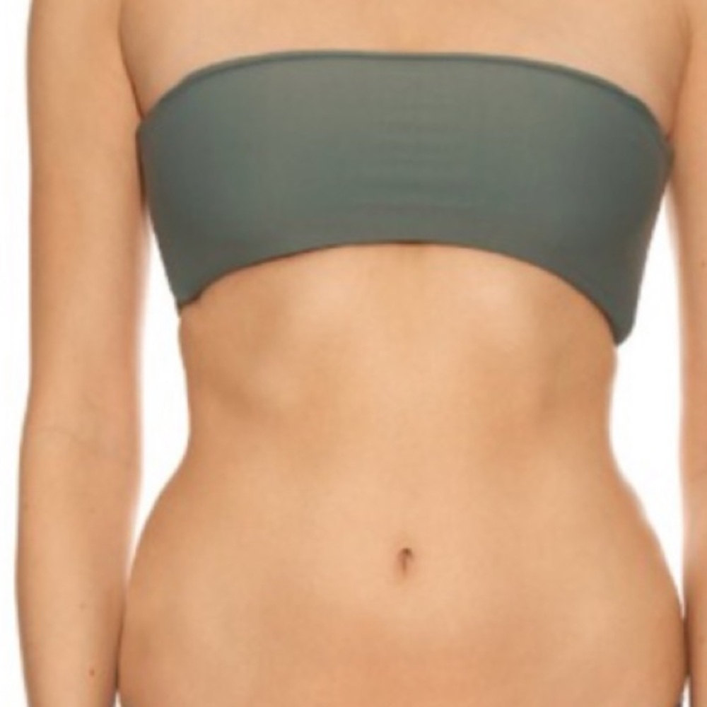 Mikoh Olive Green Strapless Bandeau Bikini Top